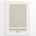 Ladda upp bild till gallerivisning, Framed William Morris Mallow 1877 art print plakat featuring intricate beige floral and leaf pattern on a light background.
