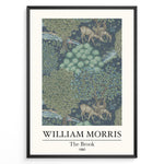 Ladda upp bild till gallerivisning, Framed William Morris The Brook 1880 art print plakat showing deer among trees and a flowing stream in a detailed woodland design.
