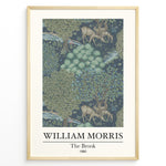 Ladda upp bild till gallerivisning, Framed William Morris The Brook 1880 art print plakat showing deer among trees and a flowing stream in a detailed woodland design.

