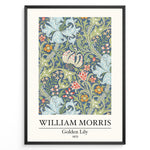 Ladda upp bild till gallerivisning, Framed William Morris Golden Lily 1870 art print plakat with detailed floral design in blue, green, and red tones.
