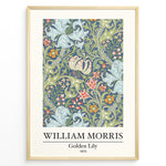 Ladda upp bild till gallerivisning, Framed William Morris Golden Lily 1870 art print plakat with detailed floral design in blue, green, and red tones.

