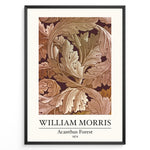 Ladda upp bild till gallerivisning, Framed William Morris Acanthus Forest 1874 art print plakat with intricate leaf patterns in brown and beige tones.
