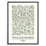 Ladda upp bild till gallerivisning, Framed William Morris Willow 1872 art print plakat with flowing green willow leaves on a white background.
