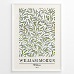 Ladda upp bild till gallerivisning, Framed William Morris Willow 1872 art print plakat with flowing green willow leaves on a white background.
