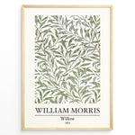 Ladda upp bild till gallerivisning, Framed William Morris Willow 1872 art print plakat with flowing green willow leaves on a white background.
