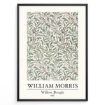 Ladda upp bild till gallerivisning, Framed William Morris Willow Bough 1887 art print plakat with flowing green willow leaves and red stems on a light background.
