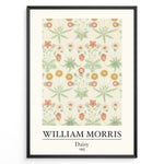 Ladda upp bild till gallerivisning, Framed William Morris Daisy 1862 art print plakat featuring delicate flowers and leaves in light green, yellow, and pink tones on a cream background.
