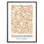 Ladda upp bild till gallerivisning, Framed William Morris Emery’s Willow 1874 art print plakat with yellow willow leaves and branches on a beige background.
