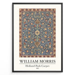 Ladda upp bild till gallerivisning, Framed William Morris Holland Park Carpet 1883 art print plakat with detailed blue, red, and gold floral carpet design.
