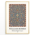 Ladda upp bild till gallerivisning, Framed William Morris Holland Park Carpet 1883 art print plakat with detailed blue, red, and gold floral carpet design.
