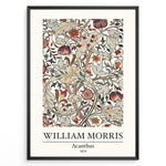 Ladda upp bild till gallerivisning, Framed William Morris Acanthus 1874 art print plakat featuring detailed floral and leaf patterns in red, beige, and green tones.
