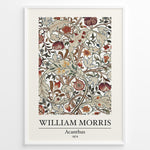 Ladda upp bild till gallerivisning, Framed William Morris Acanthus 1874 art print plakat featuring detailed floral and leaf patterns in red, beige, and green tones.
