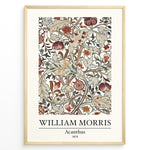 Ladda upp bild till gallerivisning, Framed William Morris Acanthus 1874 art print plakat featuring detailed floral and leaf patterns in red, beige, and green tones.

