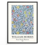 Ladda upp bild till gallerivisning, Framed William Morris Four Fruits Pattern 1862 art print plakat with yellow and red fruits and green leaves on a light blue background.
