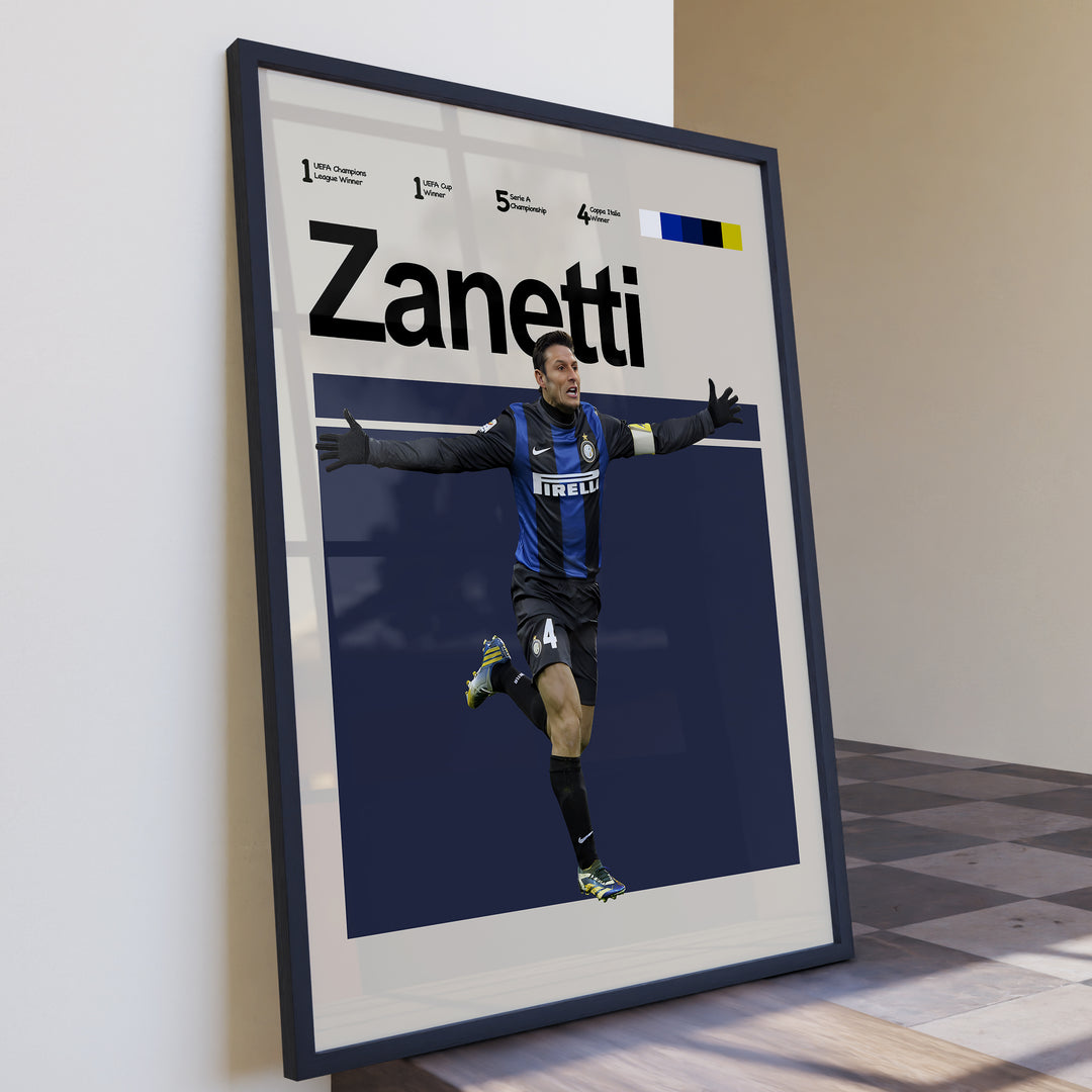 Fodbold plakat | Fodbold plakater | Javier Zanetti Fodbold Plakat | Argentinsk Legende, Inter Milan's Erobrer | Plakaty.dk