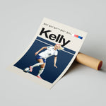 Ladda upp bild till gallerivisning, Chloe Kelly Kvinde fodbold plakater | England landsholdstrøje i hvid og blå med boldkontrol og intens fokus – ideel til fans af kvindefodbold
