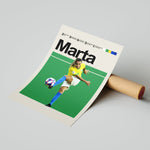 Ladda upp bild till gallerivisning, Marta Kvinde fodbold plakater | Brasilien landsholdstrøje i gul og blå med kraftfuldt spark – ikonisk motiv for fans af kvindefodbold
