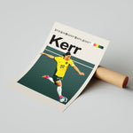 Ladda upp bild till gallerivisning, Sam Kerr Kvinde fodbold plakater | Australien landsholdstrøje i gul og grøn med kraftfuldt spark – perfekt til fans af kvindefodbold og Matildas
