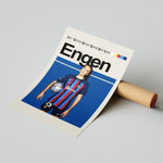 Ladda upp bild till gallerivisning, Ingrid Engen plakat | FC Barcelona trøje i blå og rød med Champions League-bold – perfekt til fans af kvindefodbold og Barça

