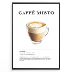 Ladda upp bild till gallerivisning, Illustrated Caffè Misto recipe poster featuring brewed coffee and steamed milk in a clear cup.
