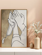 Ladda upp bild till gallerivisning, Dua hand line art med beige og hvid baggrund | Islamisk plakater | Plakaty.dk 
