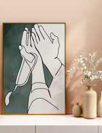 Ladda upp bild till gallerivisning, Dua hand line art med grøn og hvid baggrund | Islamisk plakater | Plakaty.dk 
