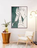 Ladda upp bild till gallerivisning, Dua hand line art med grøn og hvid baggrund | Islamisk plakater | Plakaty.dk 
