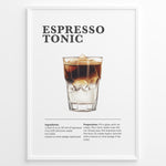 Ladda upp bild till gallerivisning, Espresso Tonic recipe poster with layered espresso over tonic water in a glass with ice.
