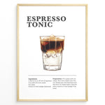 Ladda upp bild till gallerivisning, Espresso Tonic recipe poster with layered espresso over tonic water in a glass with ice.
