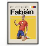Ladda upp bild till gallerivisning, Fabián Ruiz fodbold plakat | Spanien landsholdstrøje i rød og blå med jubelscene – ideel til fans af herrefodbold og La Roja
