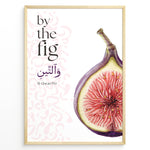 Ladda upp bild till gallerivisning, Figen plakat med botanisk illustration og engelsk samt arabisk typografi inspireret af Koranens frugter
