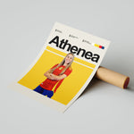 Ladda upp bild till gallerivisning, Athenea del Castillo plakat | Spanien landsholdstrøje i rød og gul med selvsikker attitude – ideel til fans af kvindefodbold og Spanien
