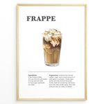 Ladda upp bild till gallerivisning, Frappe iced coffee recipe poster with a tall glass filled with ice and milk coffee.
