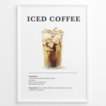Ladda upp bild till gallerivisning, Iced coffee recipe poster with a tall glass of iced brewed coffee.
