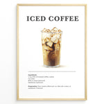 Ladda upp bild till gallerivisning, Iced coffee recipe poster with a tall glass of iced brewed coffee.
