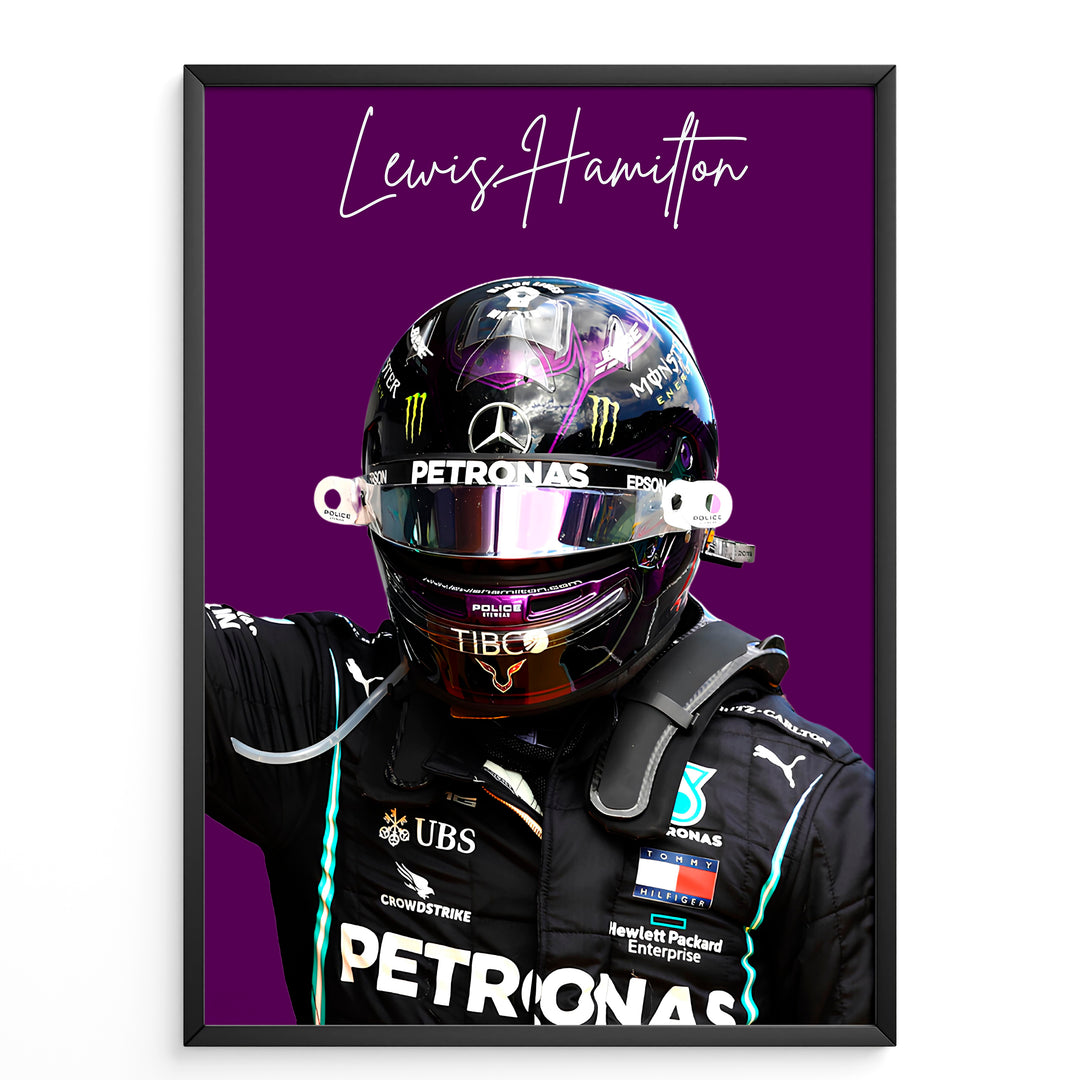 Lewis Hamilton F1-affisch | Unik design på över 20 internationella banor