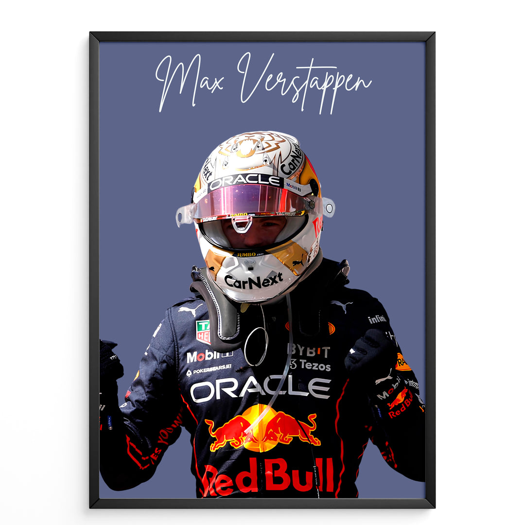 Max Verstappen F1-affisch | Unik design på över 20 internationella banor