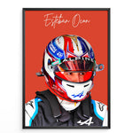 Ladda upp bild till gallerivisning, Esteban Ocon F1-affisch | Unik design på över 20 internationella banor
