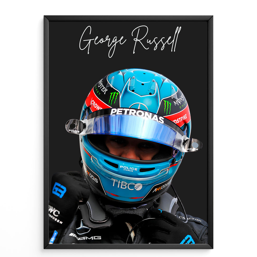 George Russell F1-affisch | Unik design på över 20 internationella banor!