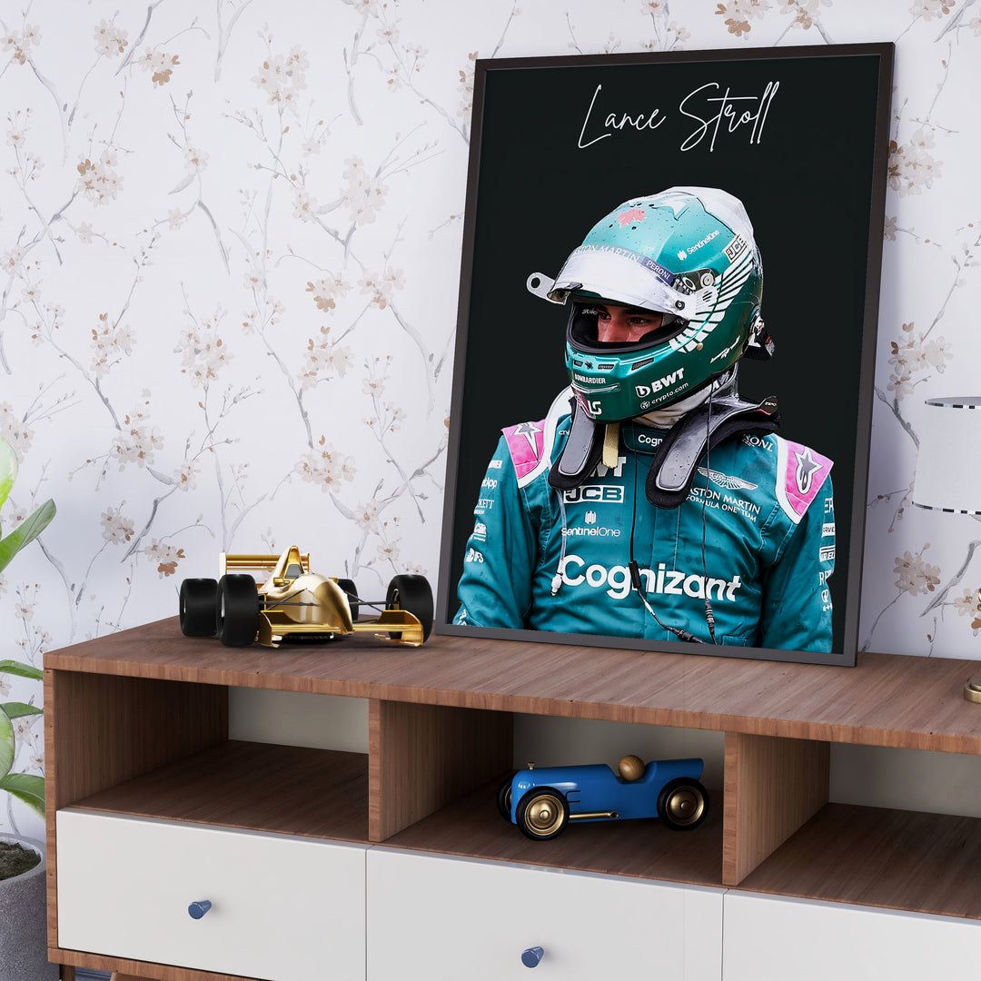 Lance Stroll F1-affisch | Unik design på över 20 internationella banor